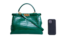 FENDI PEEKABOO MEDIUM CROCO EMBOSSED GREEN