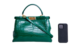 FENDI PEEKABOO MEDIUM CROCO EMBOSSED GREEN