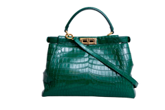 FENDI PEEKABOO MEDIUM CROCO EMBOSSED GREEN