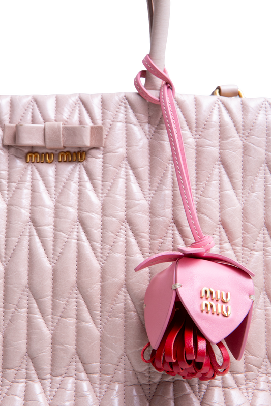 MIU MIU LEATHER TRICK PINK/RED CHARM