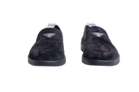 PRADA LOAFER LOGO PLAQUE SUEDE BLACK - 39 1/2 BR