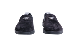 PRADA LOAFER LOGO PLAQUE SUEDE BLACK - 39 1/2 BR