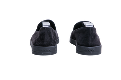 PRADA LOAFER LOGO PLAQUE SUEDE BLACK - 39 1/2 BR