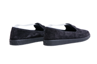 PRADA LOAFER LOGO PLAQUE SUEDE BLACK - 39 1/2 BR