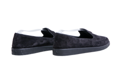 PRADA LOAFER LOGO PLAQUE SUEDE BLACK - 39 1/2 BR