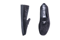 PRADA LOAFER LOGO PLAQUE SUEDE BLACK - 39 1/2 BR