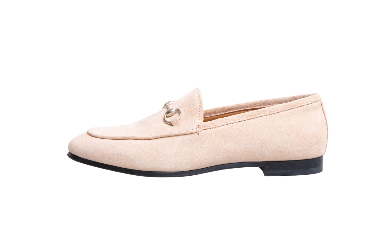 GUCCI LOAFER JORDAAN HORSEBIT SUEDE WHITE BEIGE - 36 1/2 BR