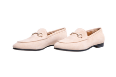 GUCCI LOAFER JORDAAN HORSEBIT SUEDE WHITE BEIGE - 36 1/2 BR