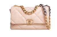 CHANEL 19 MEDIUM 3 FLAP BAG LAMBSKIN CREAM HDW GOLD 2020