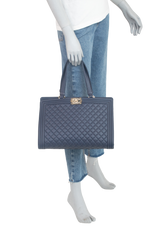 CHANEL BOY SHOPPING TOTE CAVIAR NAVY