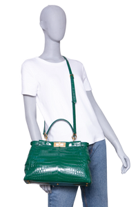 FENDI PEEKABOO MEDIUM CROCO EMBOSSED GREEN