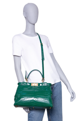 FENDI PEEKABOO MEDIUM CROCO EMBOSSED GREEN