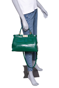 FENDI PEEKABOO MEDIUM CROCO EMBOSSED GREEN