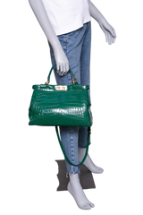 FENDI PEEKABOO MEDIUM CROCO EMBOSSED GREEN