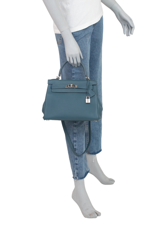 HERMÈS KELLY 28 TOGO LEATHER COLVERT BLUE