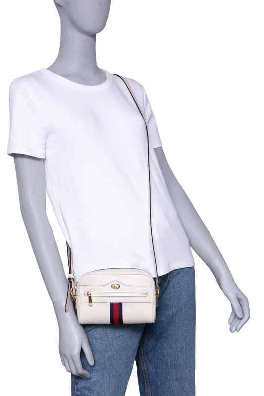 GUCCI OPHIDIA GG MINI CAMERA BAG OFF WHITE