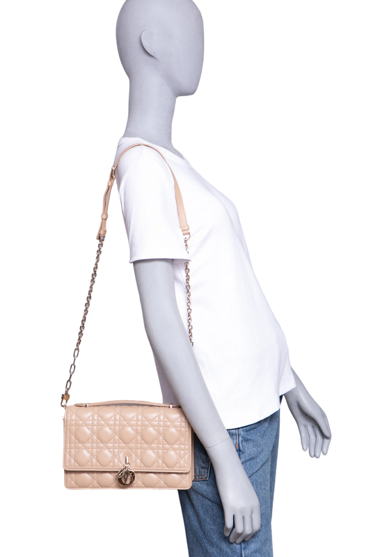 DIOR MY DIOR TOP HANDLE BAG BISCUIT CANNAGE LAMBSKIN