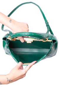 FENDI PEEKABOO MEDIUM CROCO EMBOSSED GREEN