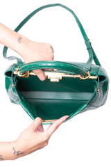 FENDI PEEKABOO MEDIUM CROCO EMBOSSED GREEN