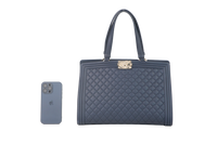 CHANEL BOY SHOPPING TOTE CAVIAR NAVY