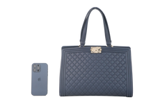 CHANEL BOY SHOPPING TOTE CAVIAR NAVY