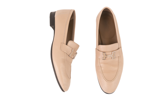 HERMÈS MOCASSIM PARIS BEIGE MASTIC - 37 BR