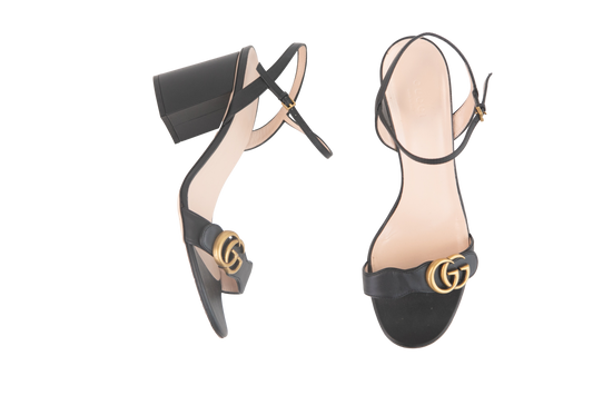 GUCCI SANDAL HEELS GG MARMONT BLACK - 40 BR