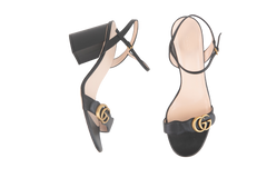 GUCCI SANDAL HEELS GG MARMONT BLACK - 40 BR