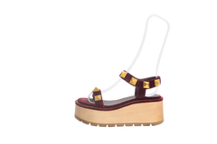 VALENTINO SANDAL ROMAN VELVET PLATAFORM VINHO - 37 1/2