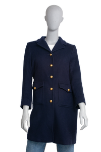 GUCCI COAT DOUBLE G BELTED WOOL NAVY