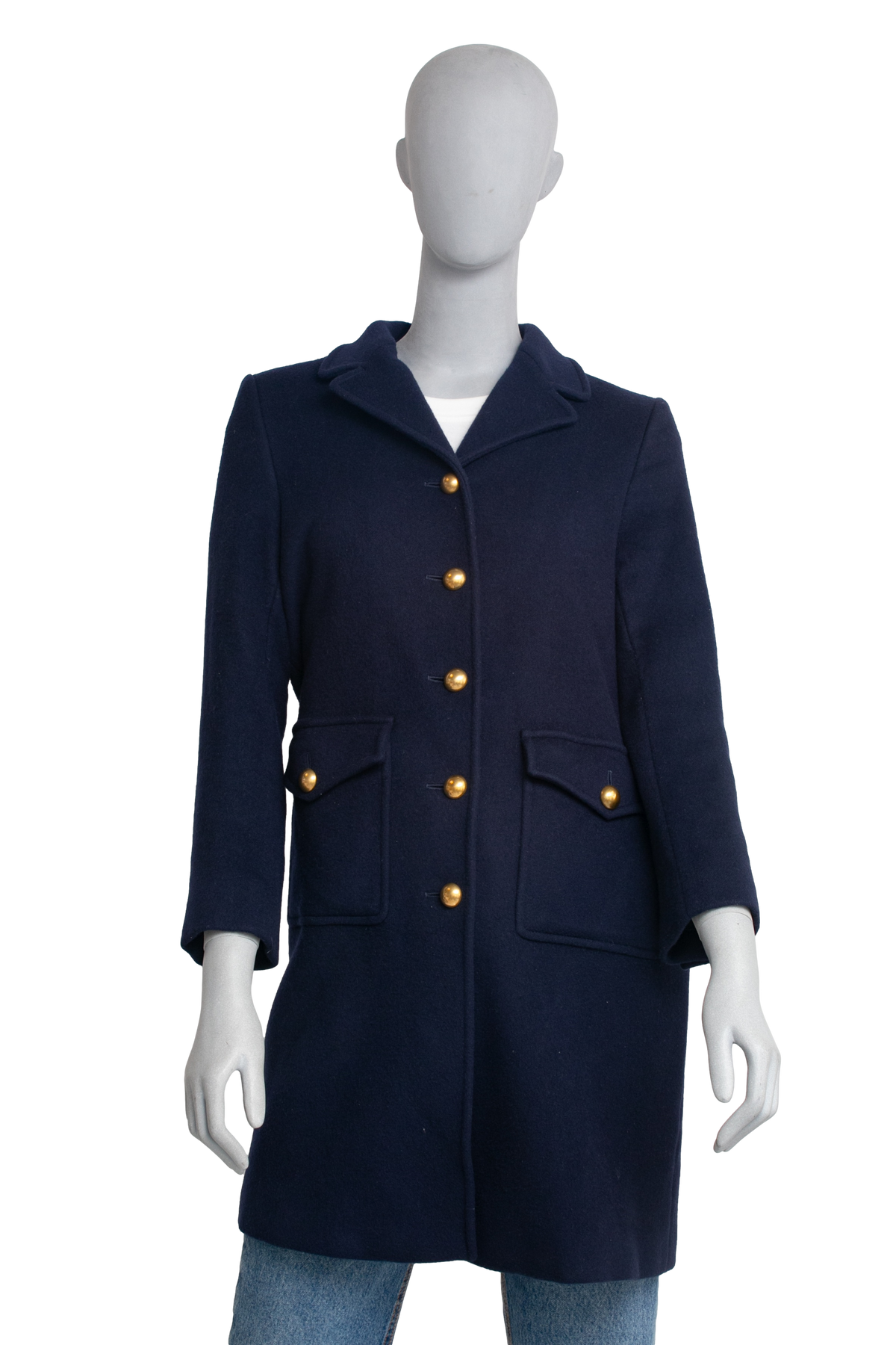 GUCCI COAT DOUBLE G BELTED WOOL NAVY