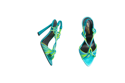 YSL SANDAL POOL 105 SCOUBI CERULEAN & GIALLO FLUO - 36 BR