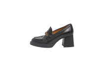 TOD'S MOCASSIM HEELS BLACK T CHAIN - 35 BR