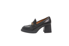 TOD'S MOCASSIM HEELS BLACK T CHAIN - 35 BR