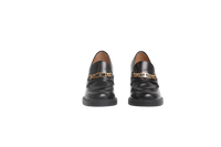 TOD'S MOCASSIM HEELS BLACK T CHAIN - 35 BR