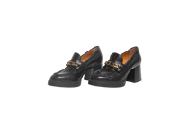 TOD'S MOCASSIM HEELS BLACK T CHAIN - 35 BR