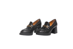 TOD'S MOCASSIM HEELS BLACK T CHAIN - 35 BR