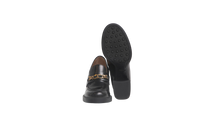 TOD'S MOCASSIM HEELS BLACK T CHAIN - 35 BR