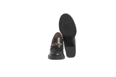 TOD'S MOCASSIM HEELS BLACK T CHAIN - 35 BR