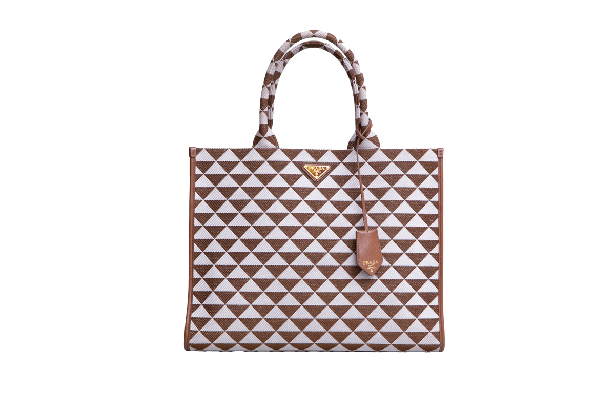 PRADA SYMBOLE LARGE JACQUARD BROWN