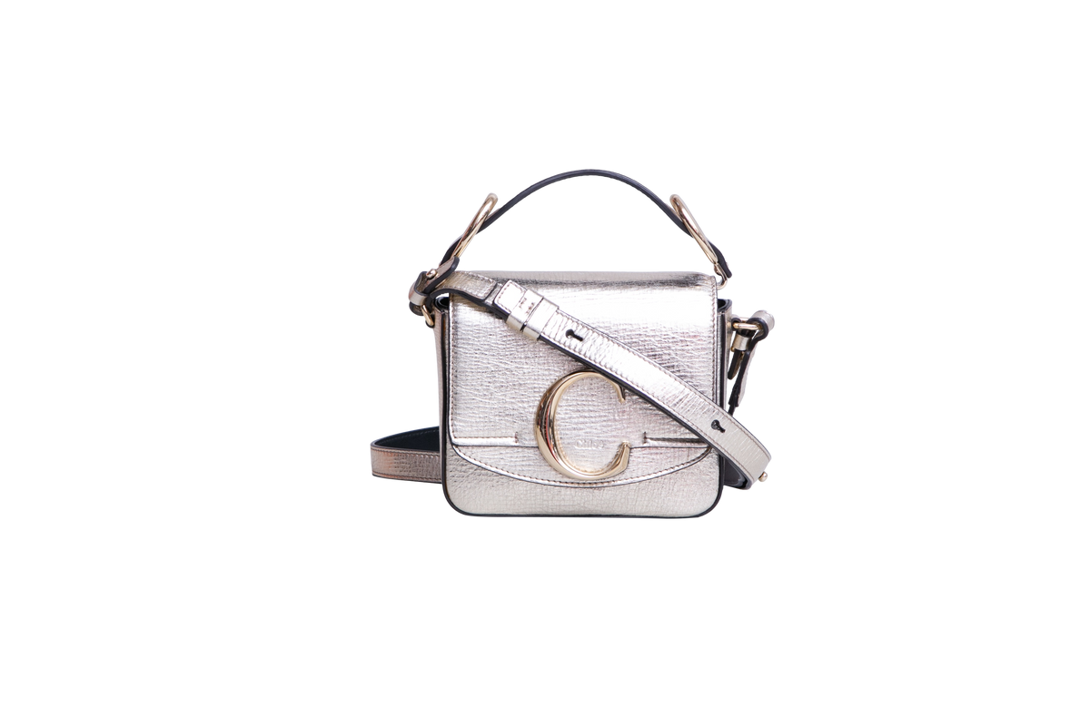 CHLOÉ C MINI SQUARE METALLIC GOLD