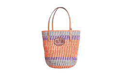 VALENTINO STRIPED RAFFIA SHOPPING BAG MULTICOLOR