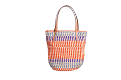 VALENTINO STRIPED RAFFIA SHOPPING BAG MULTICOLOR
