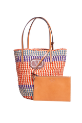 VALENTINO STRIPED RAFFIA SHOPPING BAG MULTICOLOR