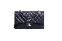 CHANEL CLASSIC DOUBLE FLAP MEDIUM LAMBSKIN BLACK HDWR SILVER