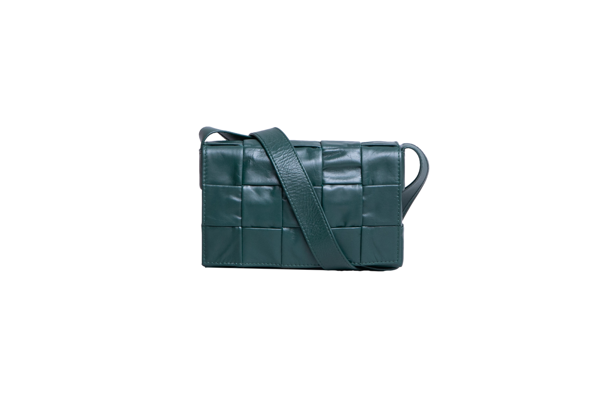 BOTTEGA CASSETTE SMALL LEATHER RAINTREE