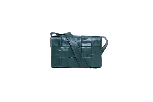 BOTTEGA CASSETTE SMALL LEATHER RAINTREE