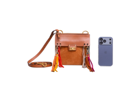CHLOÉ JANE SMALL TASSEL-TRIM CARAMEL/MULTI COLOR