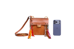 CHLOÉ JANE SMALL TASSEL-TRIM CARAMEL/MULTI COLOR