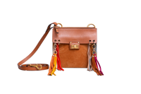 CHLOÉ JANE SMALL TASSEL-TRIM CARAMEL/MULTI COLOR